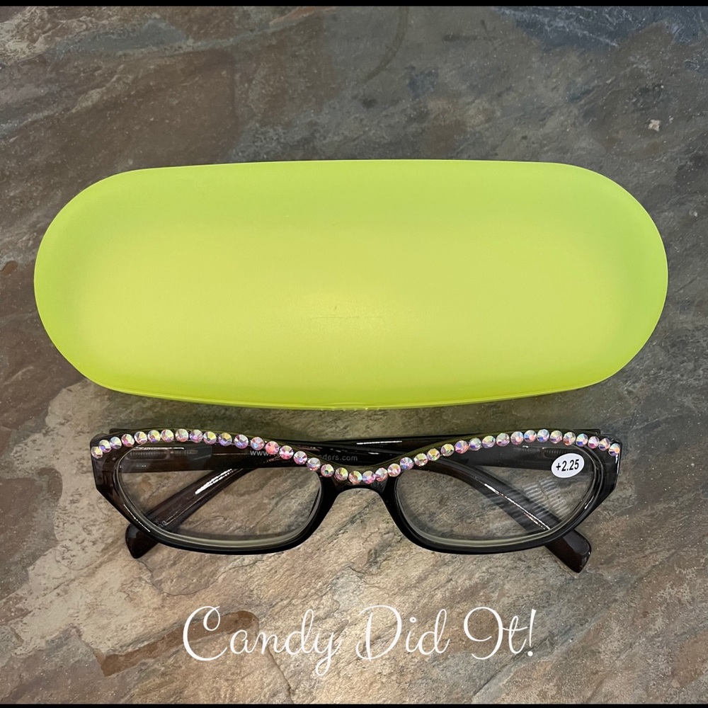 NWT Gray W/ AB Crystals Bling Reader Glasses 2.25